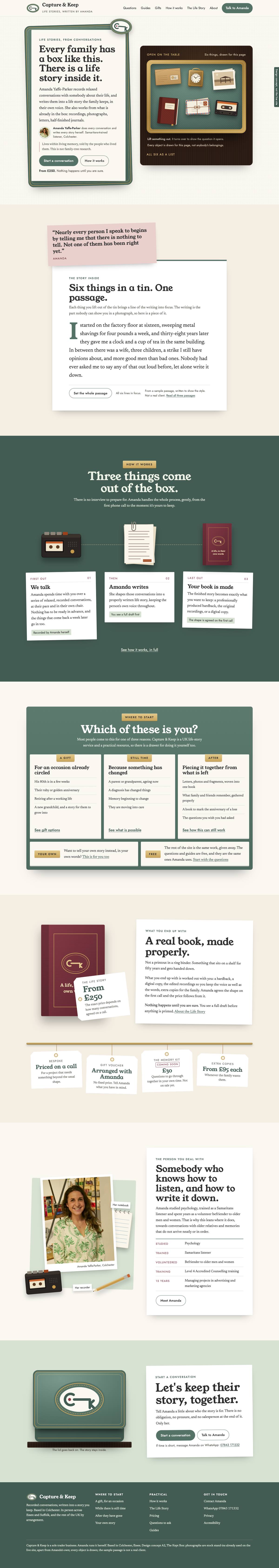 Home, desktop of Kept Box, original colours, full page