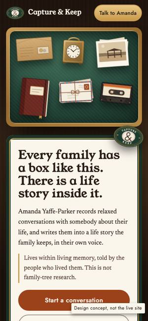 The Kept Box on a phone, first screen